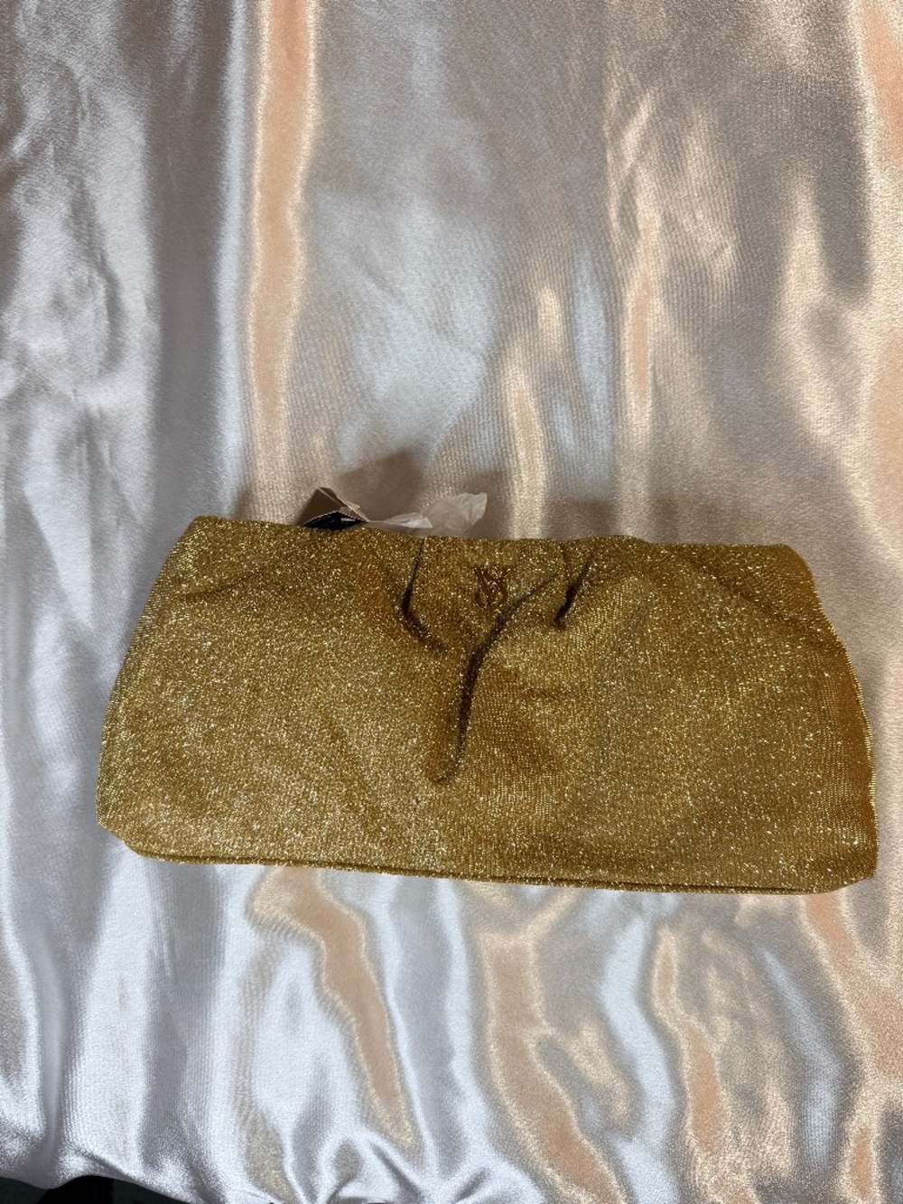 NWT Victoria’s Secret Gold Glitter Slouchy Clutch Cosmetic Bag